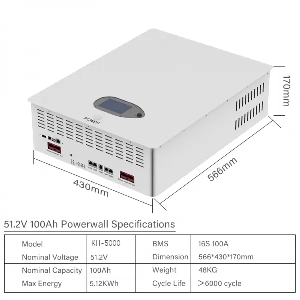 5D TECH 5kWh LiFePO₄ Powerwall Battery 51.2V 100Ah Wall Mounted Energy Storage System